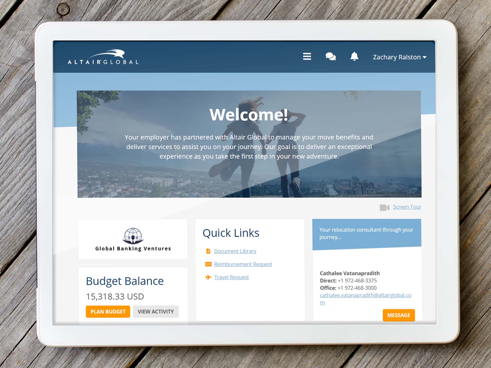 Customer Portal mockups home