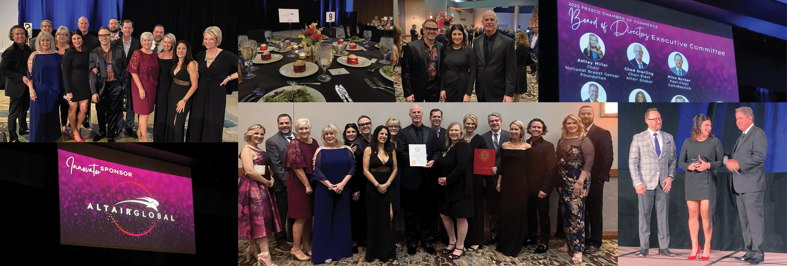 2023 Frisco Chamber Awards Gala collage of Altair Global winning Employer of the Year