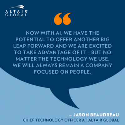 Jason Beaudreau quote on AI and mobility with Altair Global